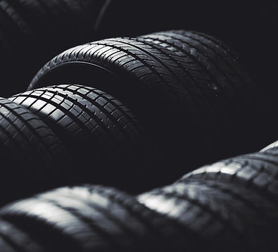 Stack of new tyres